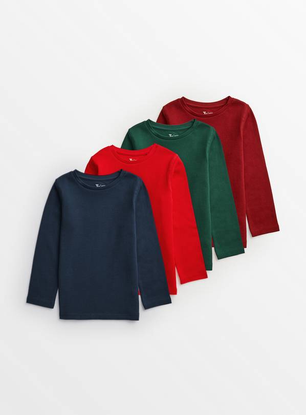 Waffle Texture Long Sleeve Tops 4 Pack 7 years